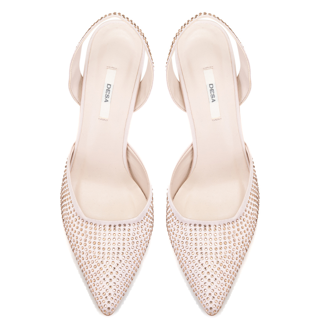 Kadın Bej Taşlı Saten Abiye Ayakkabı