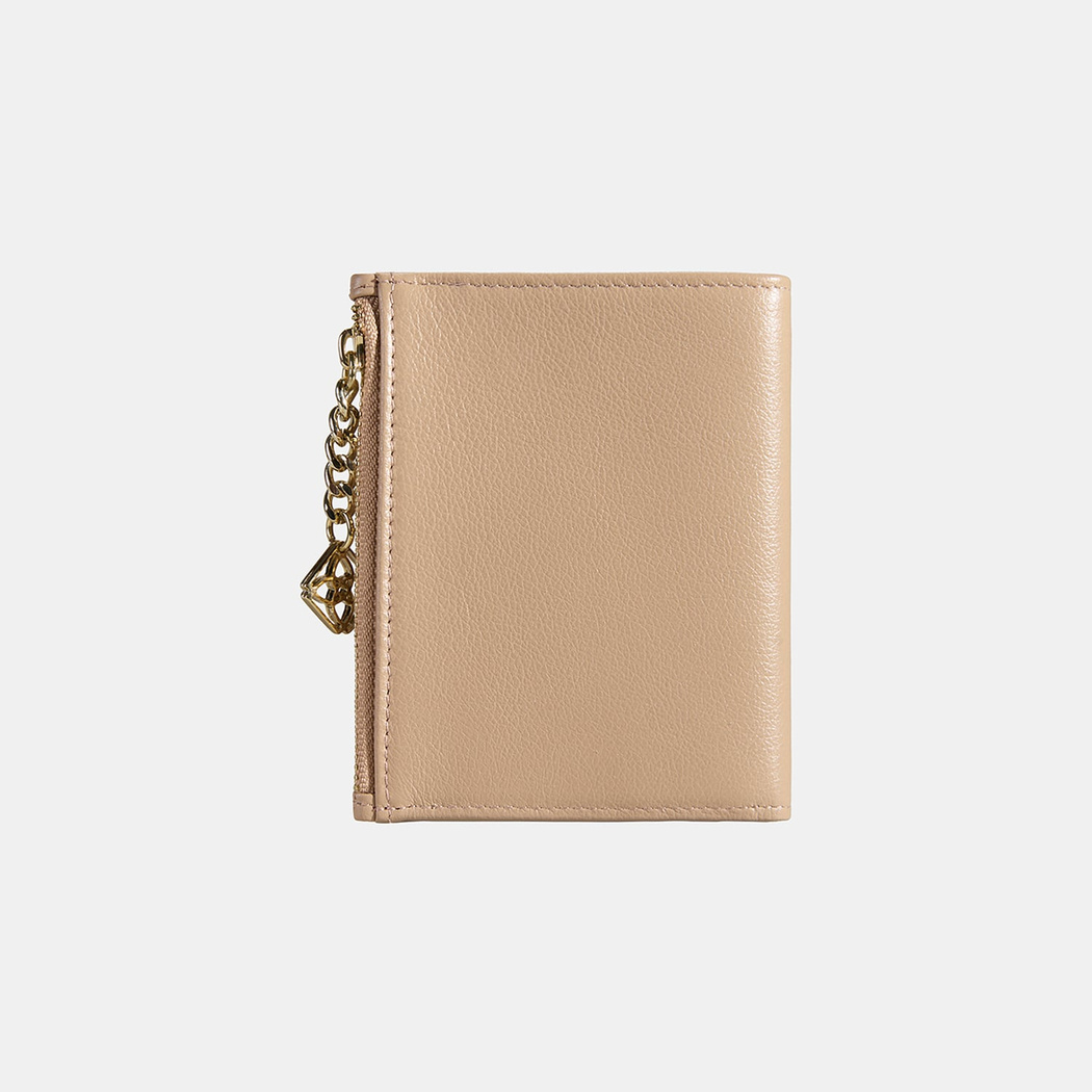 Kadın Bej Zincir Detaylı Deri Cüzdan