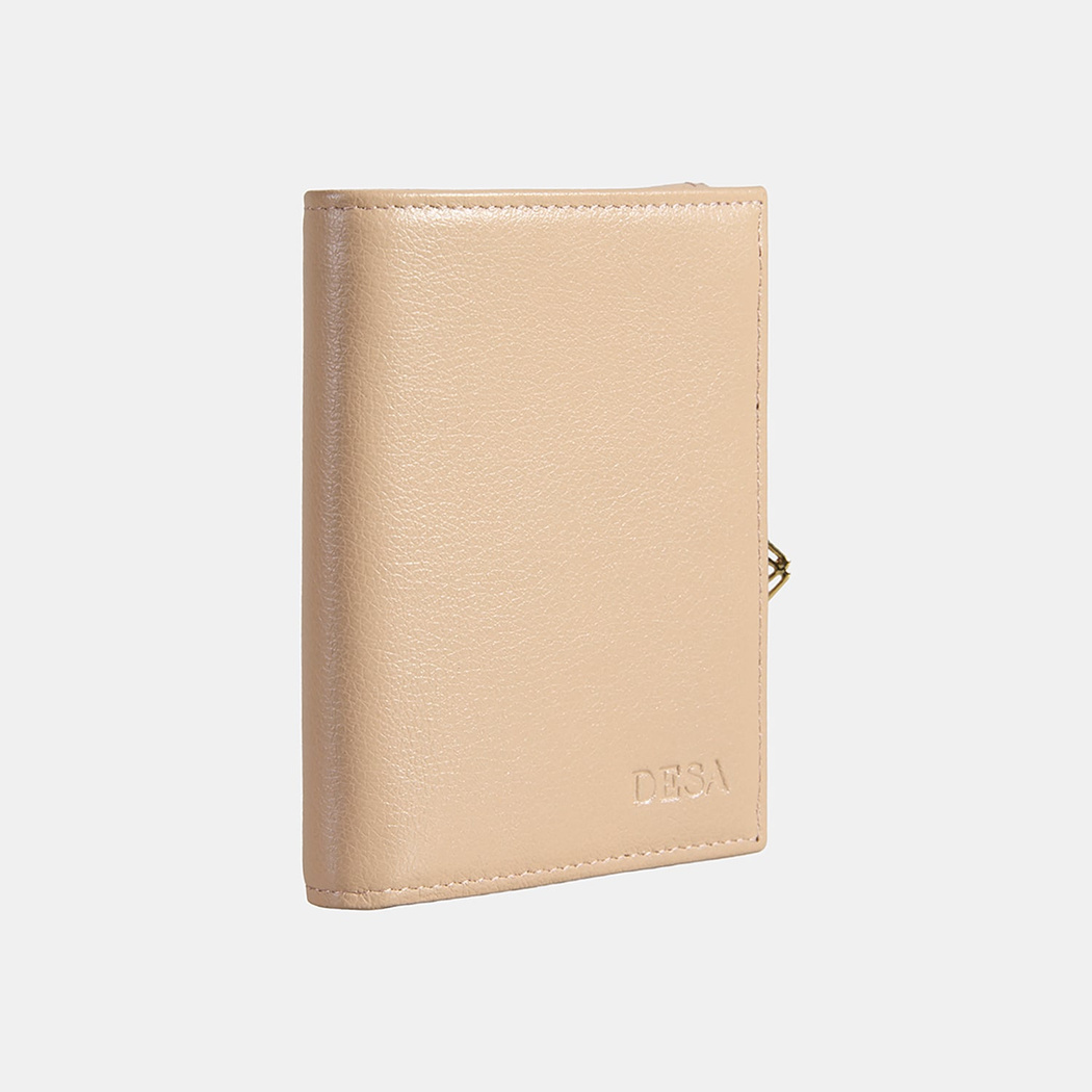 Kadın Bej Zincir Detaylı Deri Cüzdan