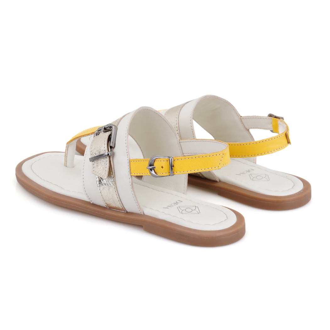 Kadın Beyaz Ayarlanabilir Tokalı Deri Terlik