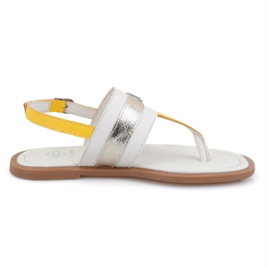 Kadın Beyaz Ayarlanabilir Tokalı Deri Terlik