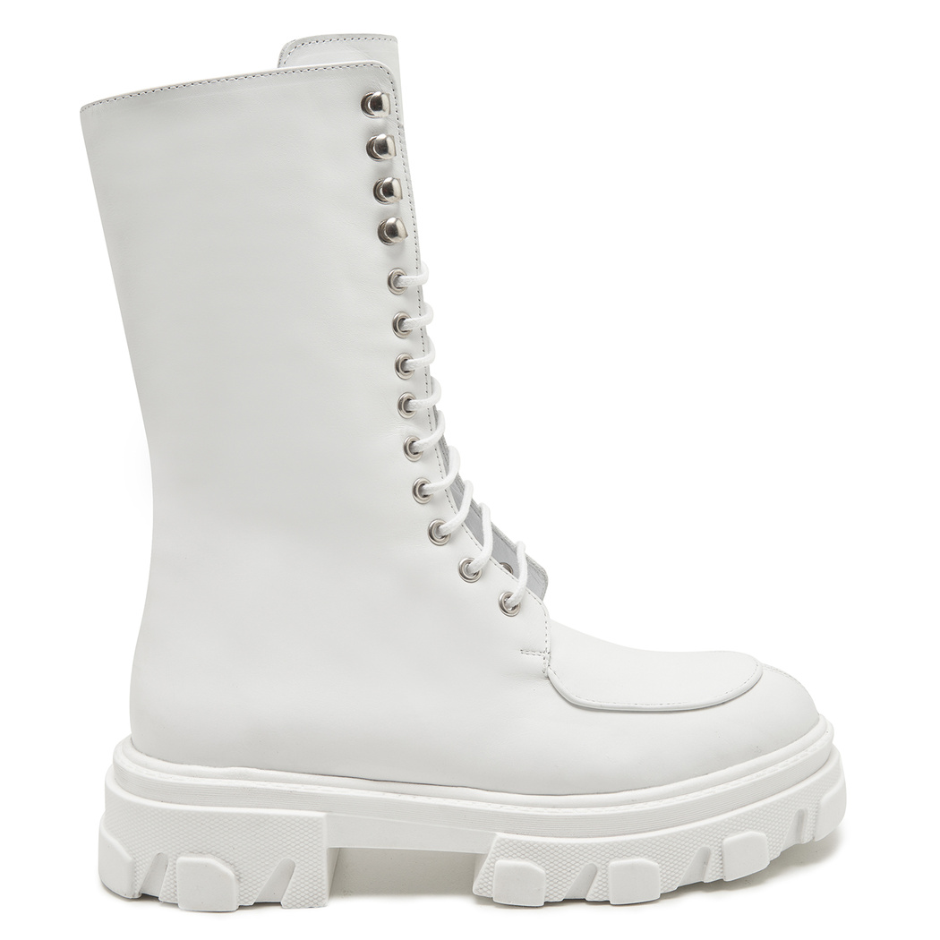 Kadın Beyaz Deri Bot