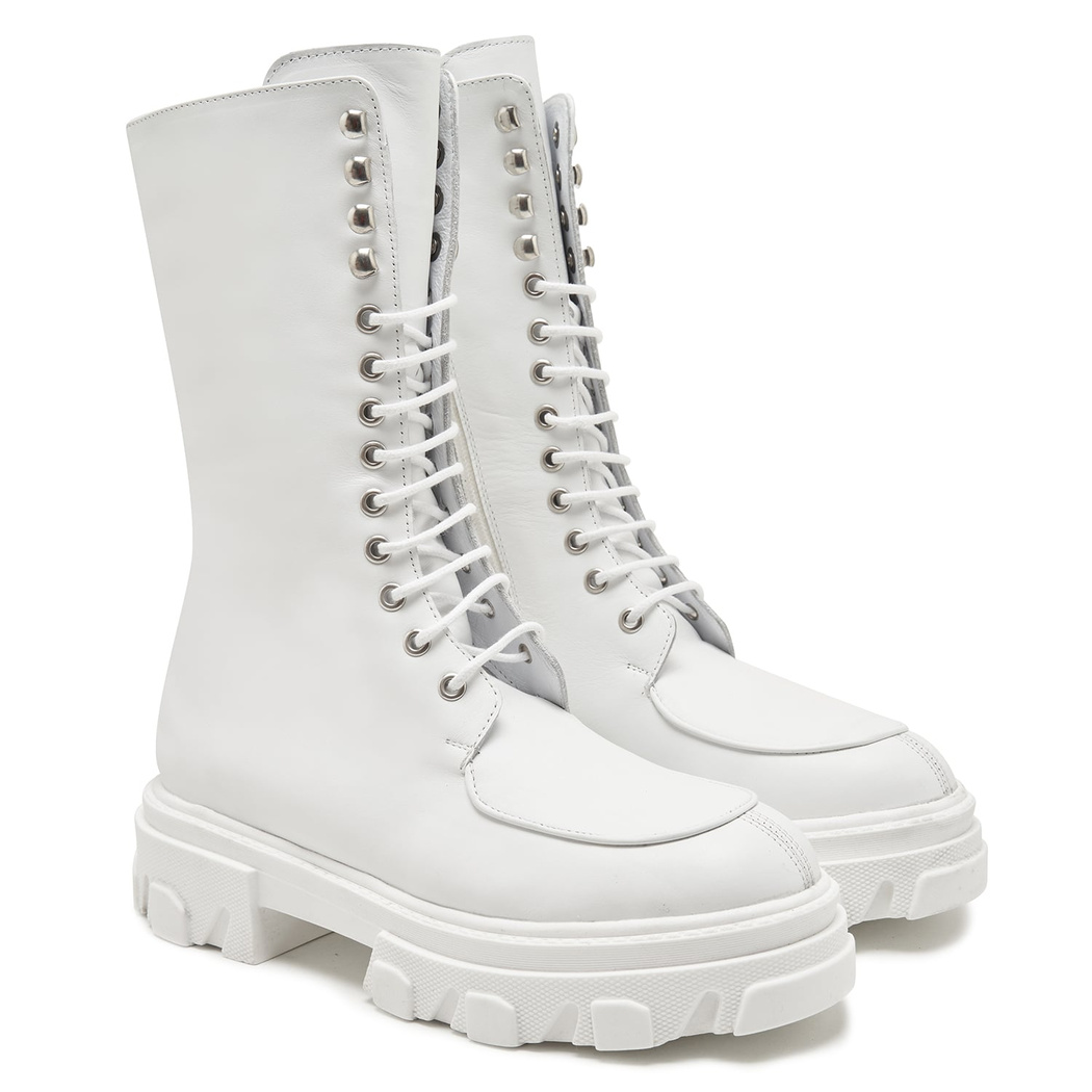 Kadın Beyaz Deri Bot