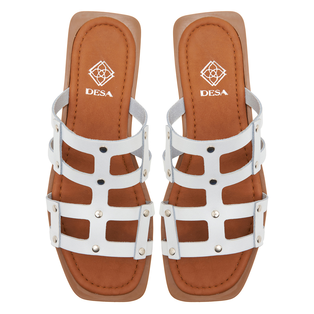 Kadın Beyaz Deri Terlik