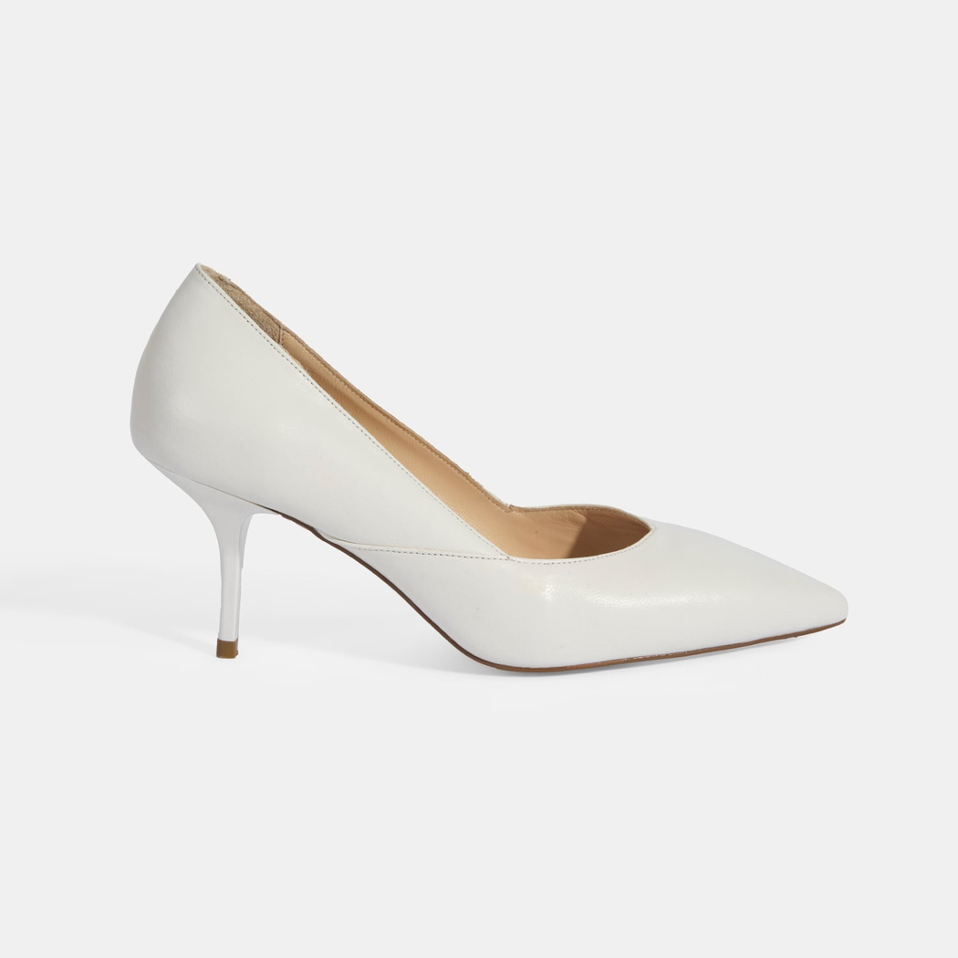 Kadın Beyaz Deri Topuklu Klasik Ayakkabı