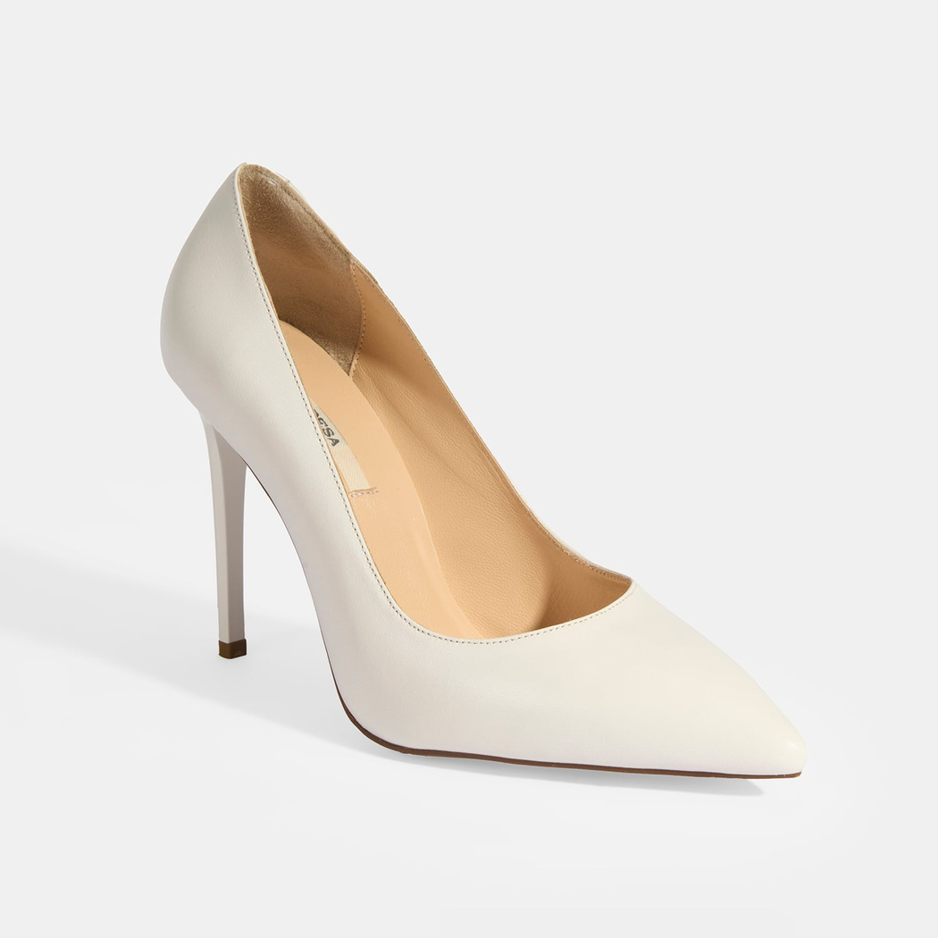 Kadın Beyaz Deri Topuklu Klasik Ayakkabı