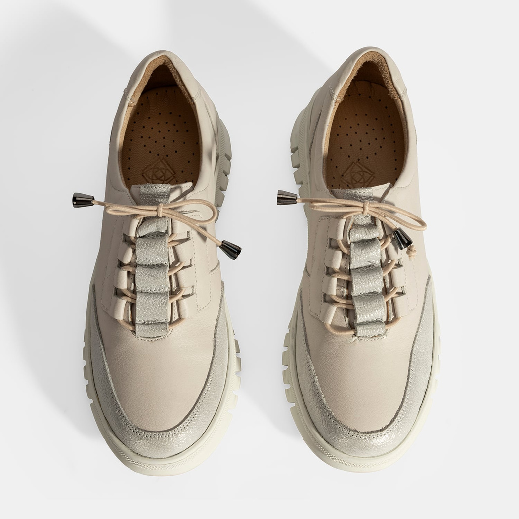 Kadın Beyaz DesaComfort Deri Bağcıklı Günlük Ayakkabı