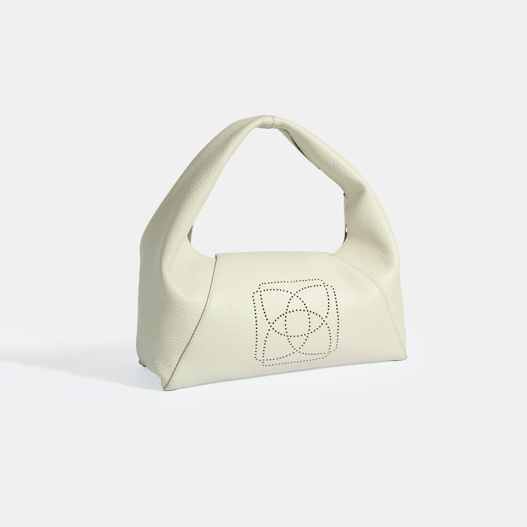 Kadın Beyaz Logo Baskılı Deri El Çantası