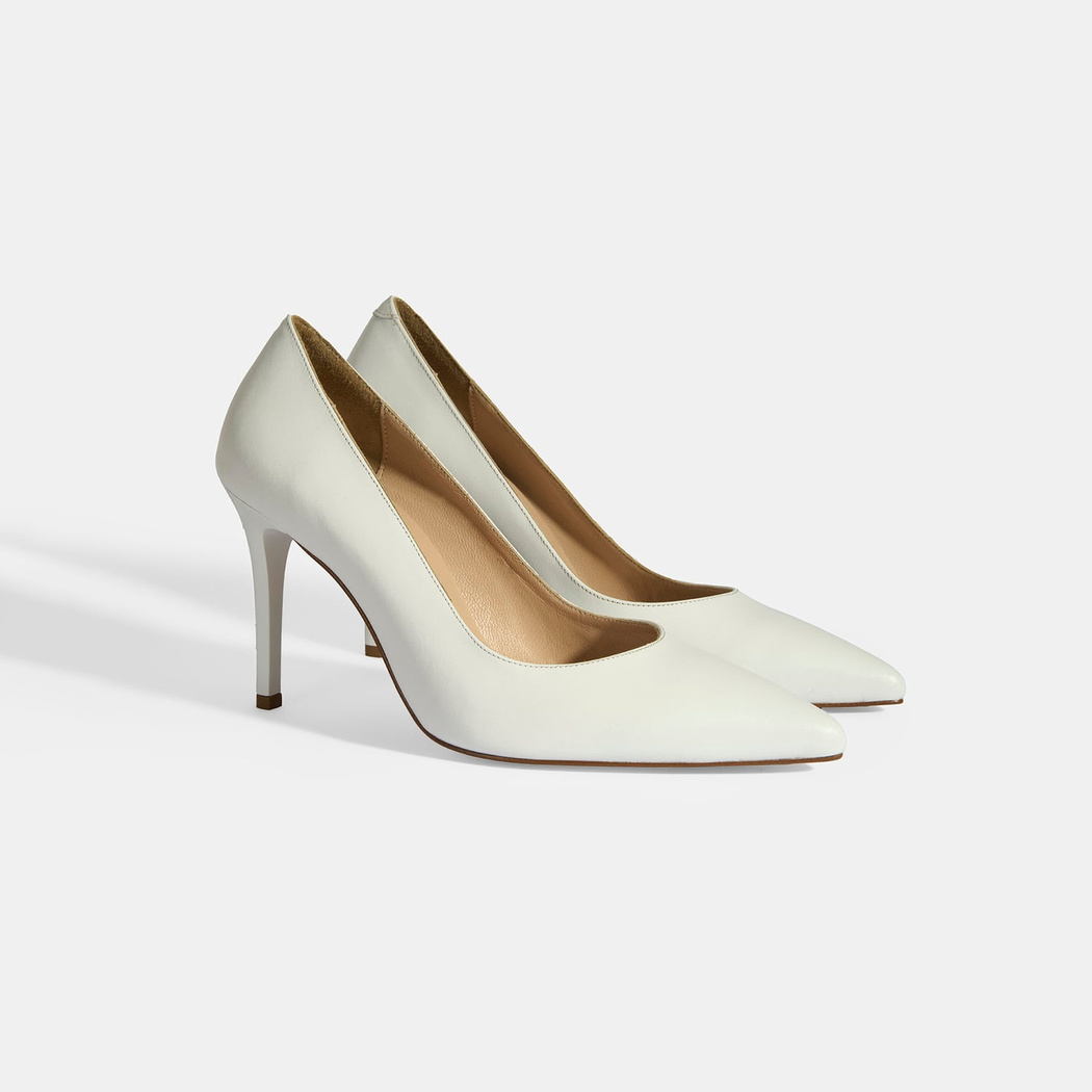 Kadın Beyaz Napa Deri Stiletto