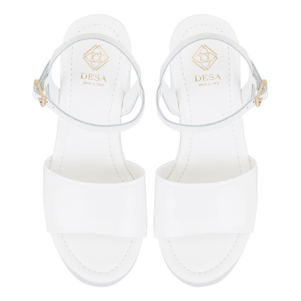 Kadın Beyaz Platform Topuklu Deri Sandalet