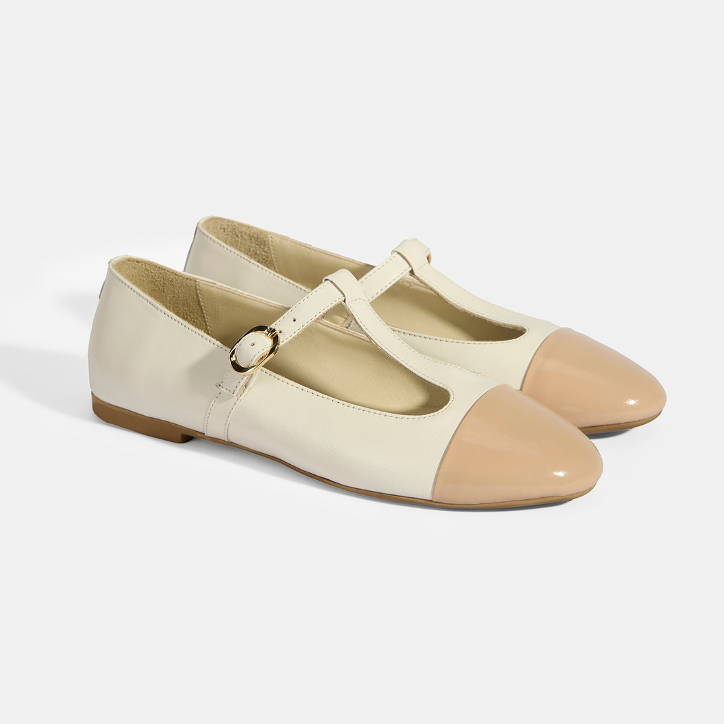 Kadın Beyaz Rugan T-Bant Mary Jane Babet