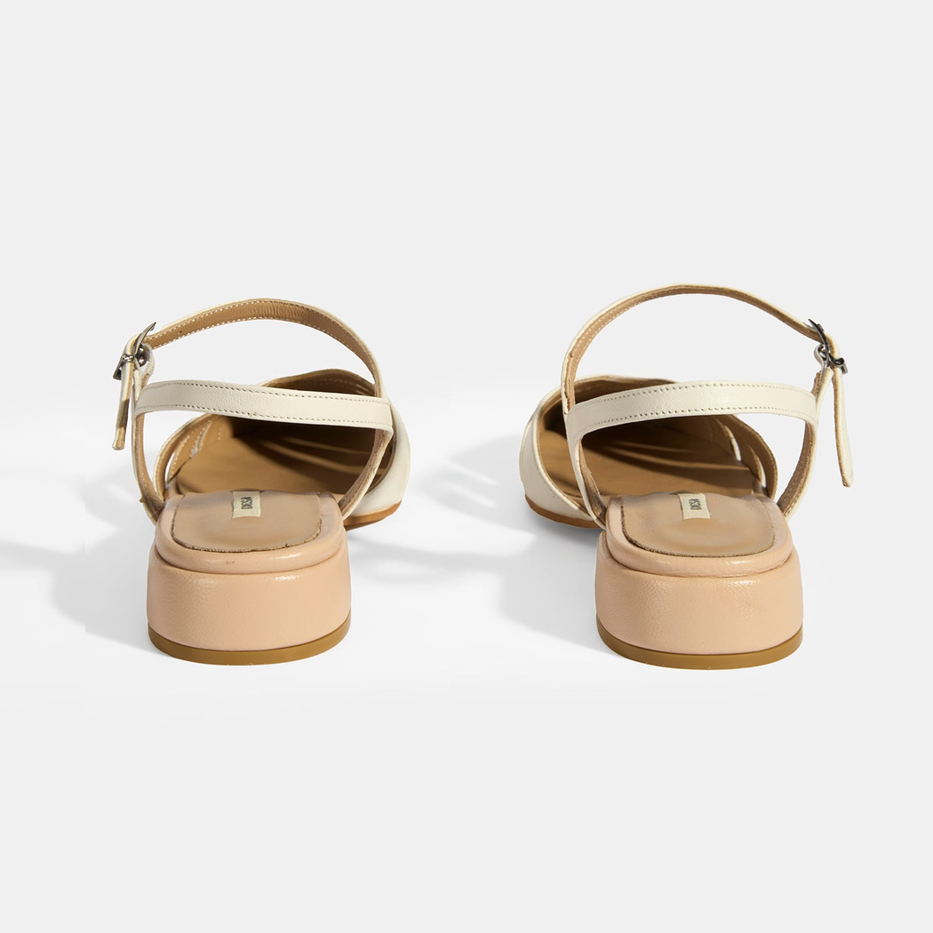 Kadın Beyaz Slingback Deri Günlük Ayakkabı