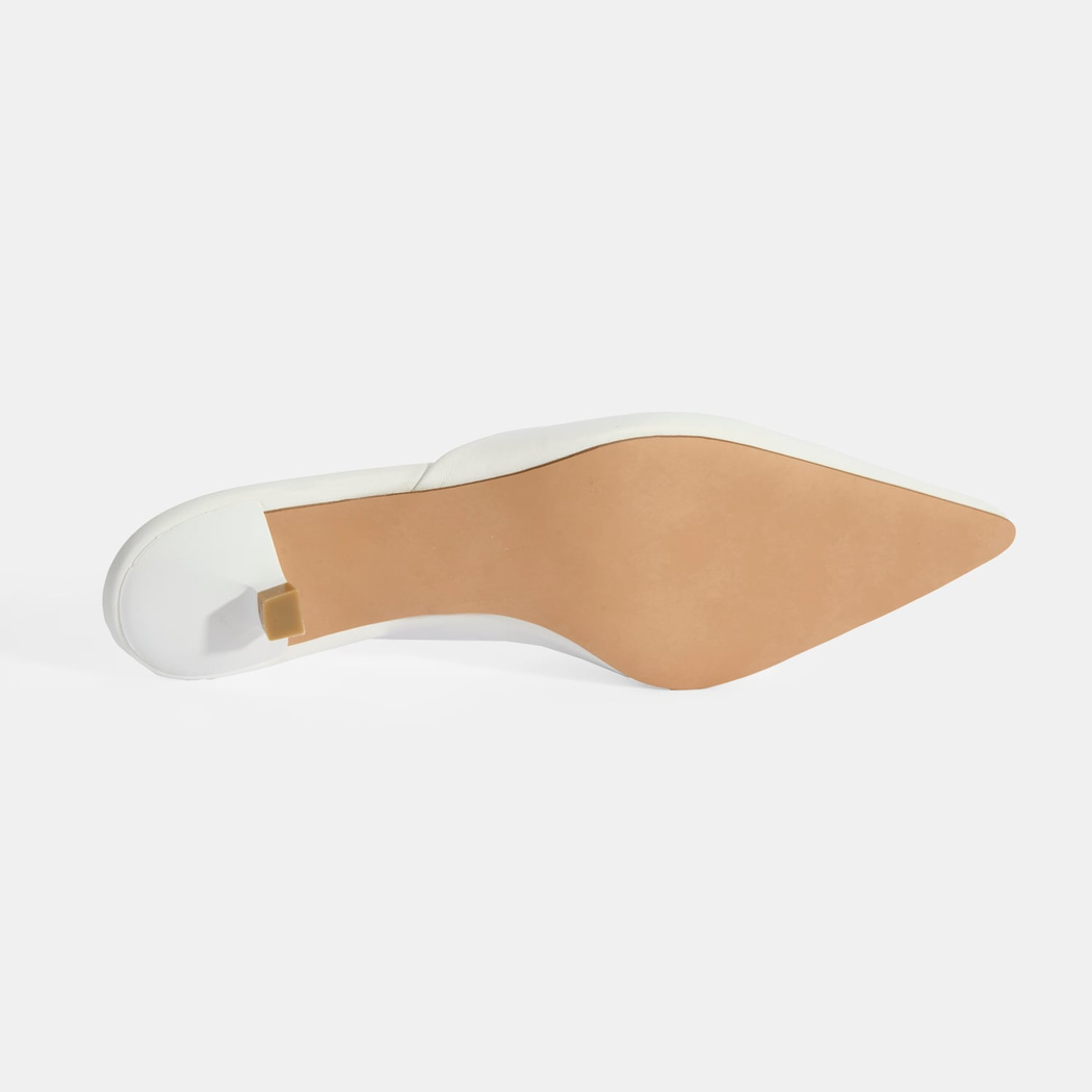 Kadın Beyaz Topuklu Deri Terlik