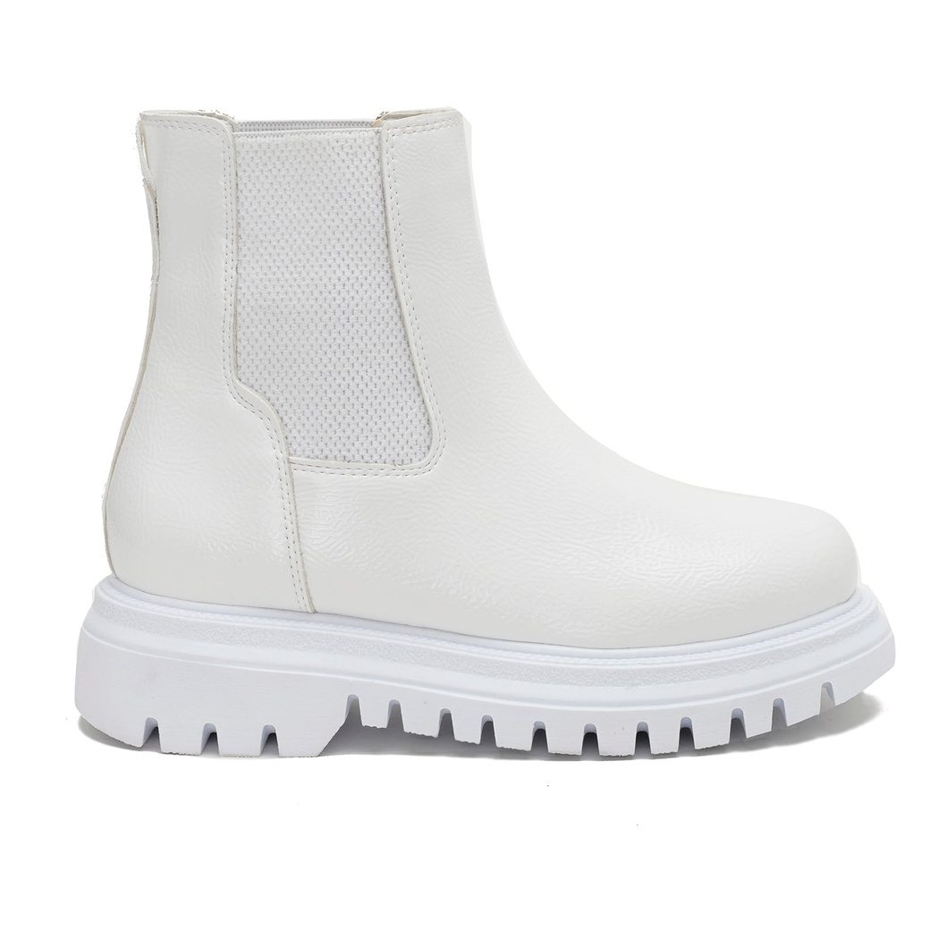 Kadın Beyaz Yandan Lastikli Chelsea Bot