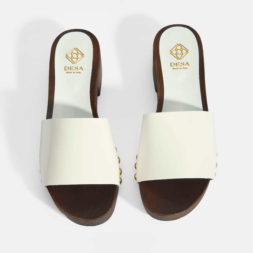 Kadın Beyaz Zımba Detaylı Topuklu Terlik