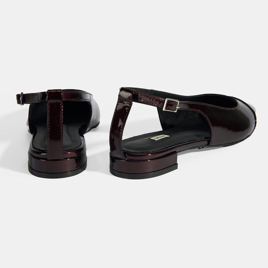 Kadın Bordo Ayarlanabilir Tokalı Rugan Babet