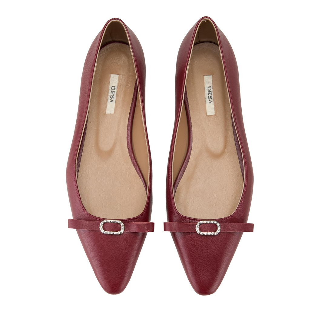 Kadın Bordo Deri Babet