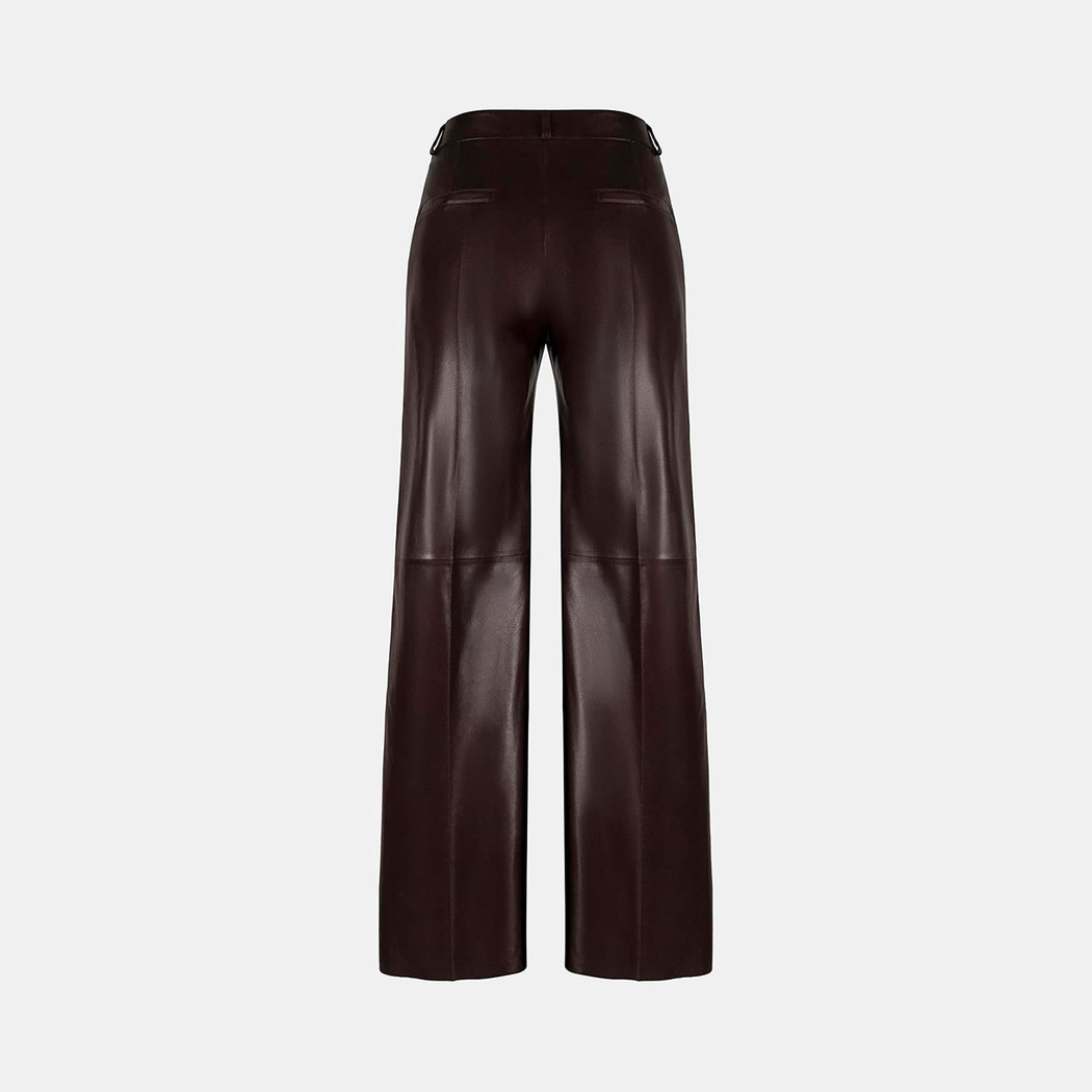 Kadın Bordo Deri Pantolon