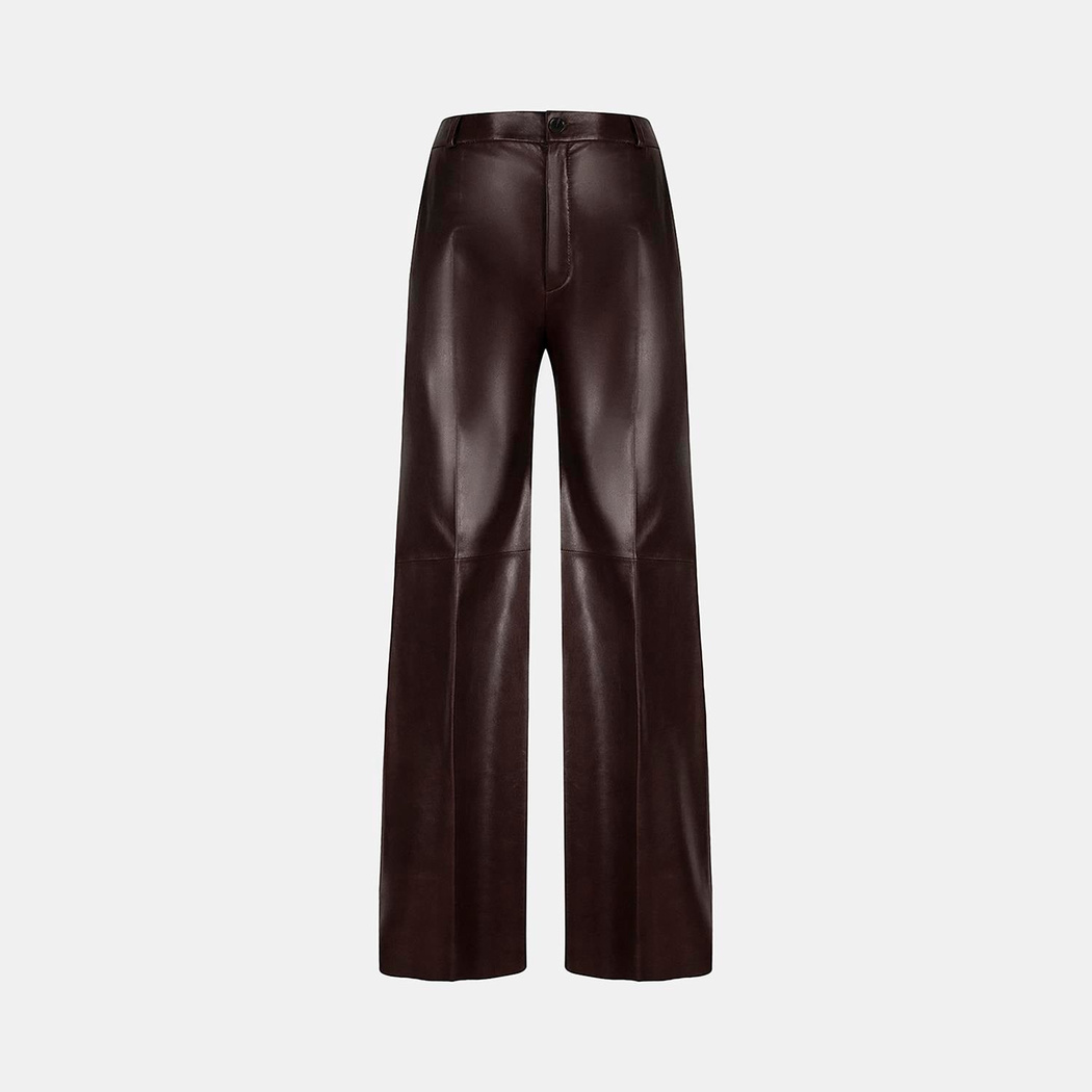 Kadın Bordo Deri Pantolon