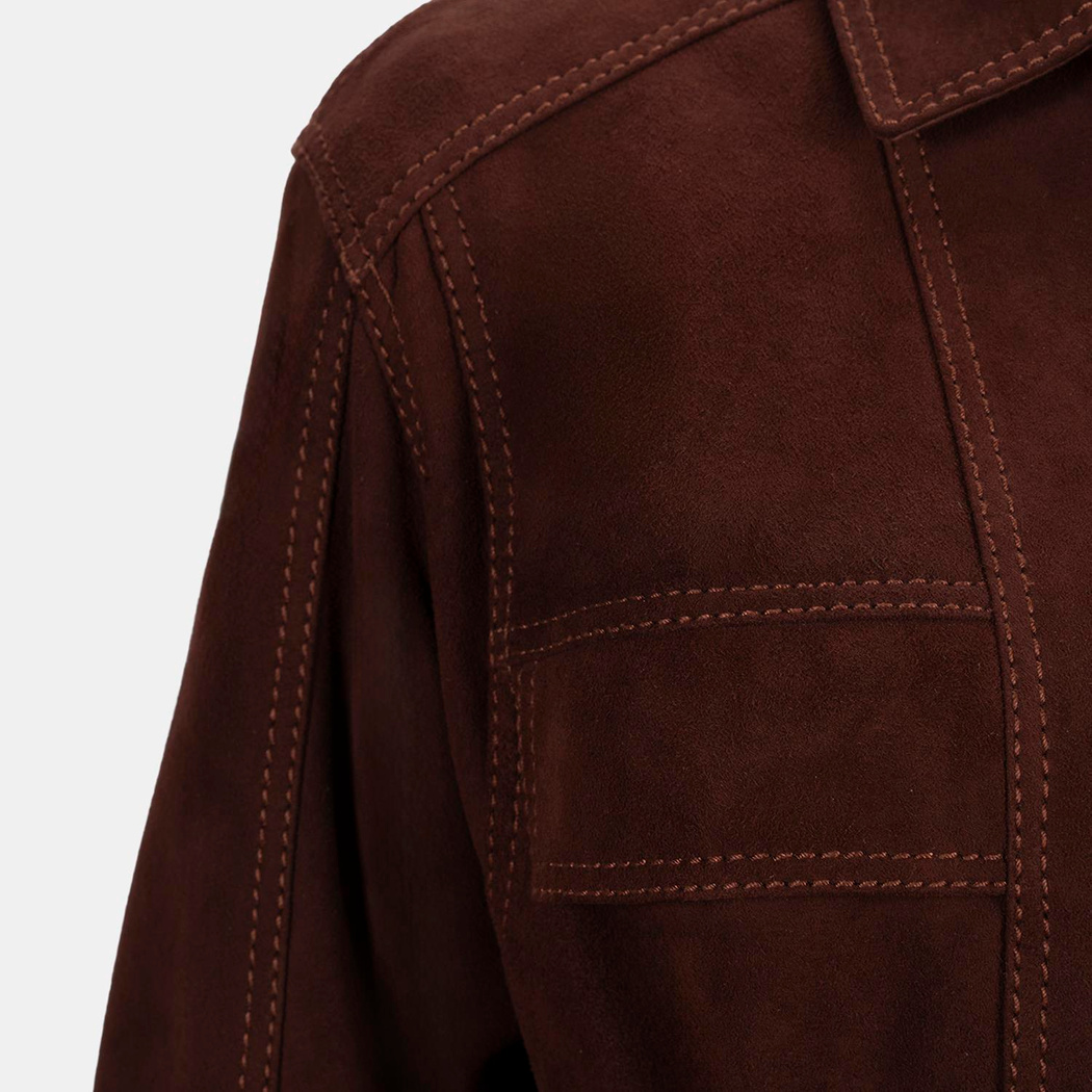 Kadın Bordo Fermuarlı Süet Trençkot