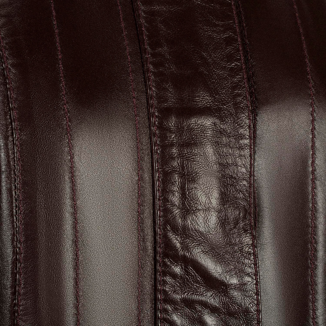 Kadın Bordo Kapüşonlu Deri Mont