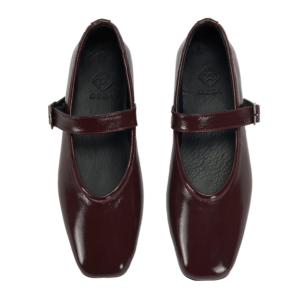 Kadın Bordo Kemer Aksesuarlı Rugan Mary Jane Babet 