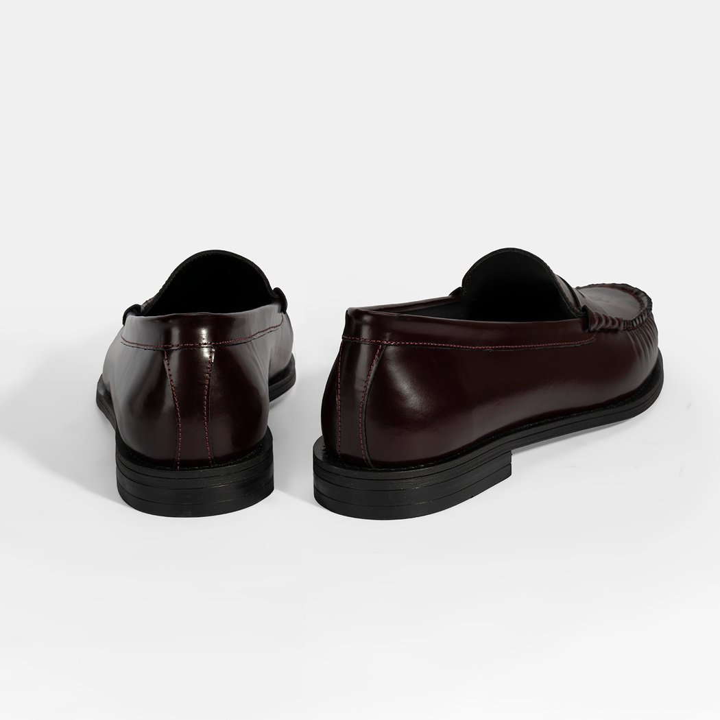 Kadın Bordo Klasik Deri Loafer