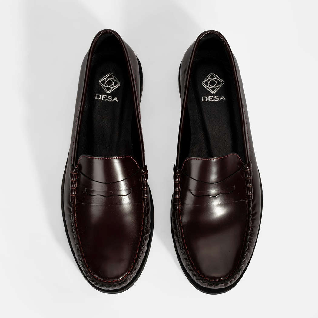 Kadın Bordo Klasik Deri Loafer