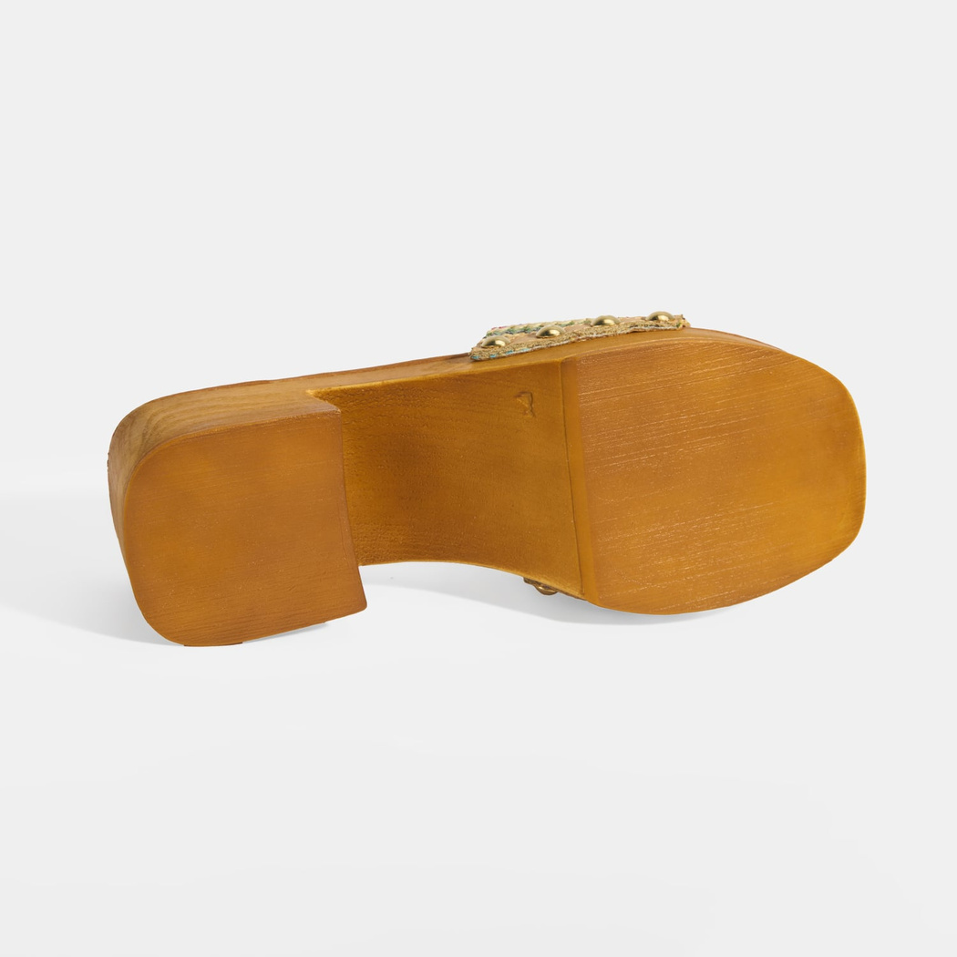 Kadın Çok Renkli Toka Aksesuarlı Topuklu Terlik 