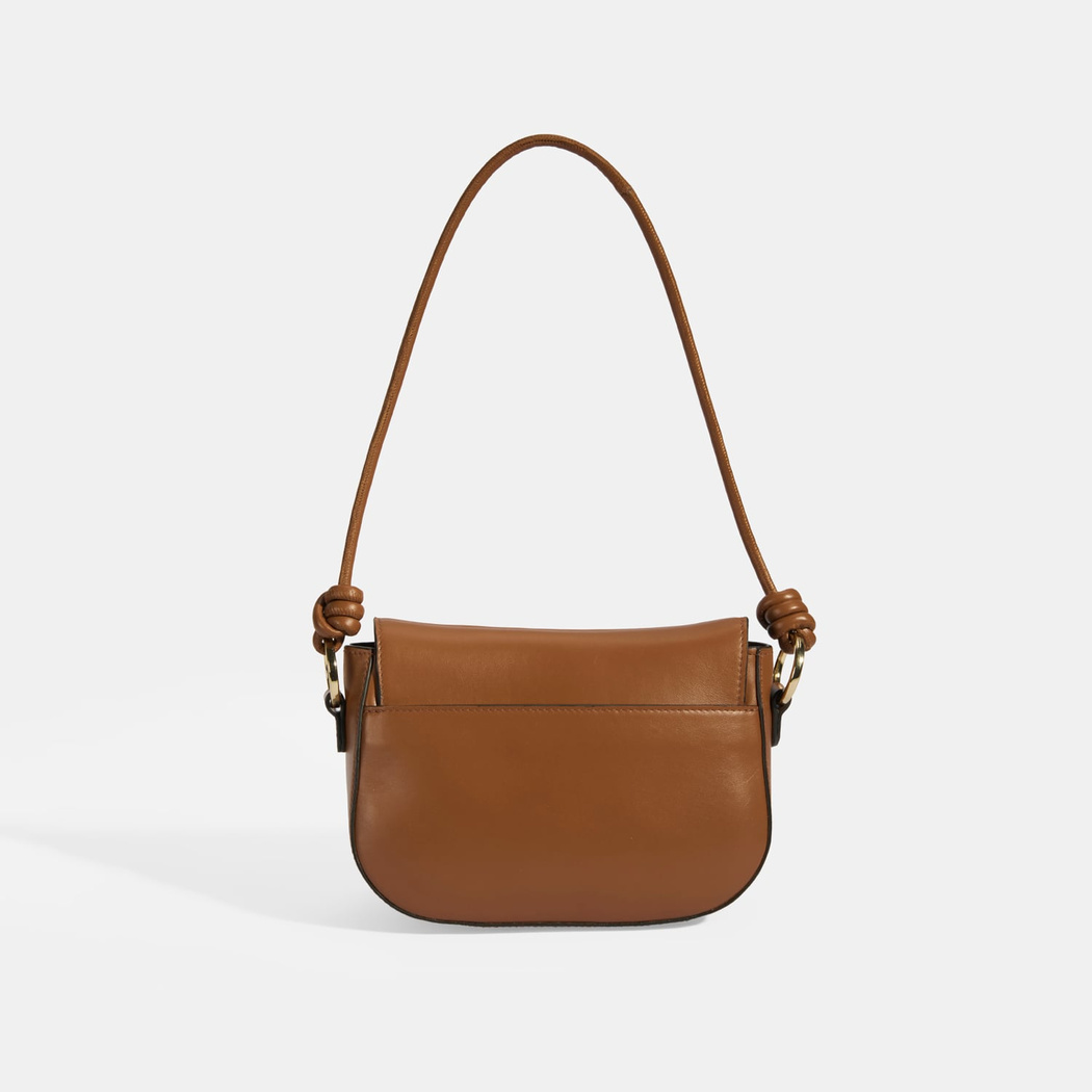 Kadın Düğüm Askılı Konyak Deri Omuz Çantası