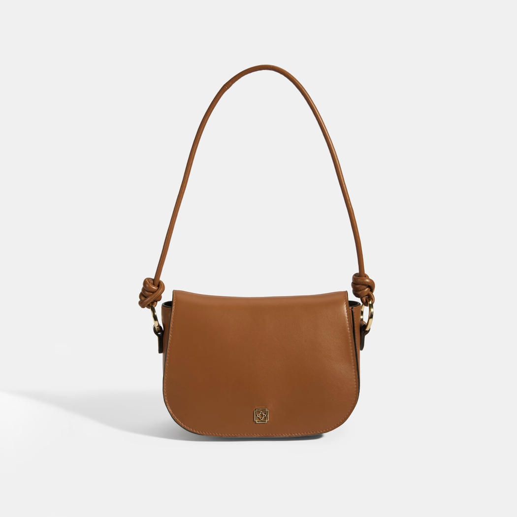 Kadın Düğüm Askılı Konyak Deri Omuz Çantası