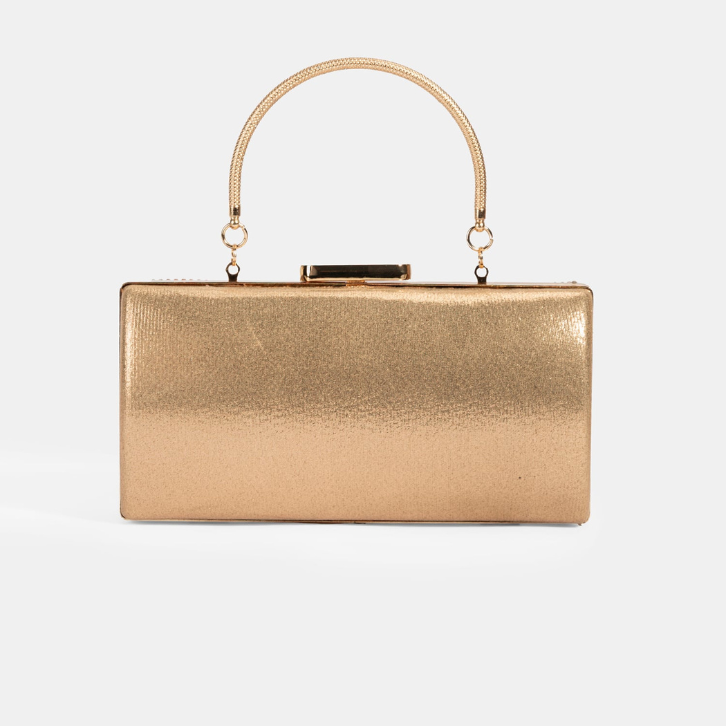 Kadın Gold Taş Detaylı Gece El Çantası