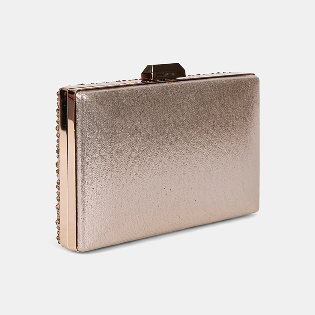 Kadın Gold Taş İşlemeli Zincir Askılı Abiye Clutch