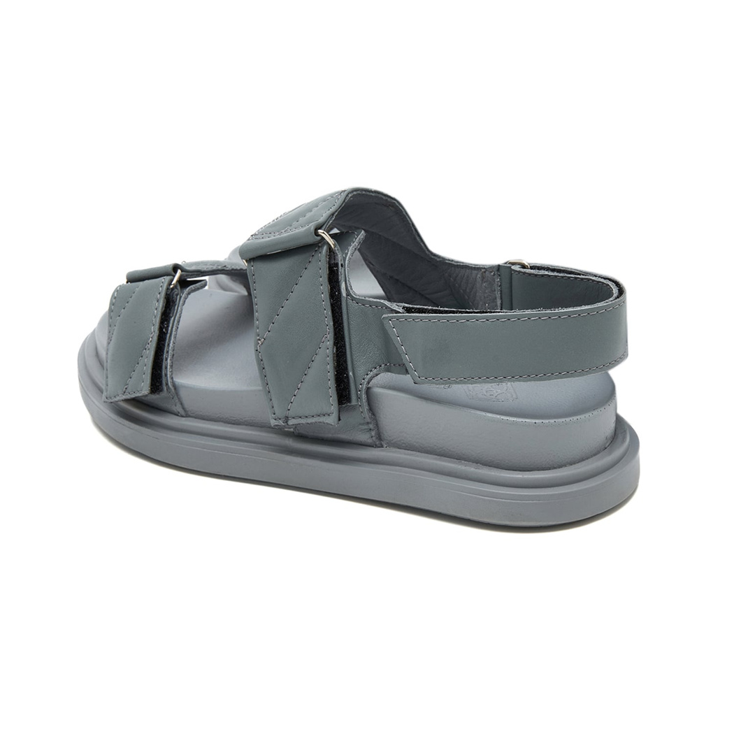 Kadın Gri Deri Sandalet