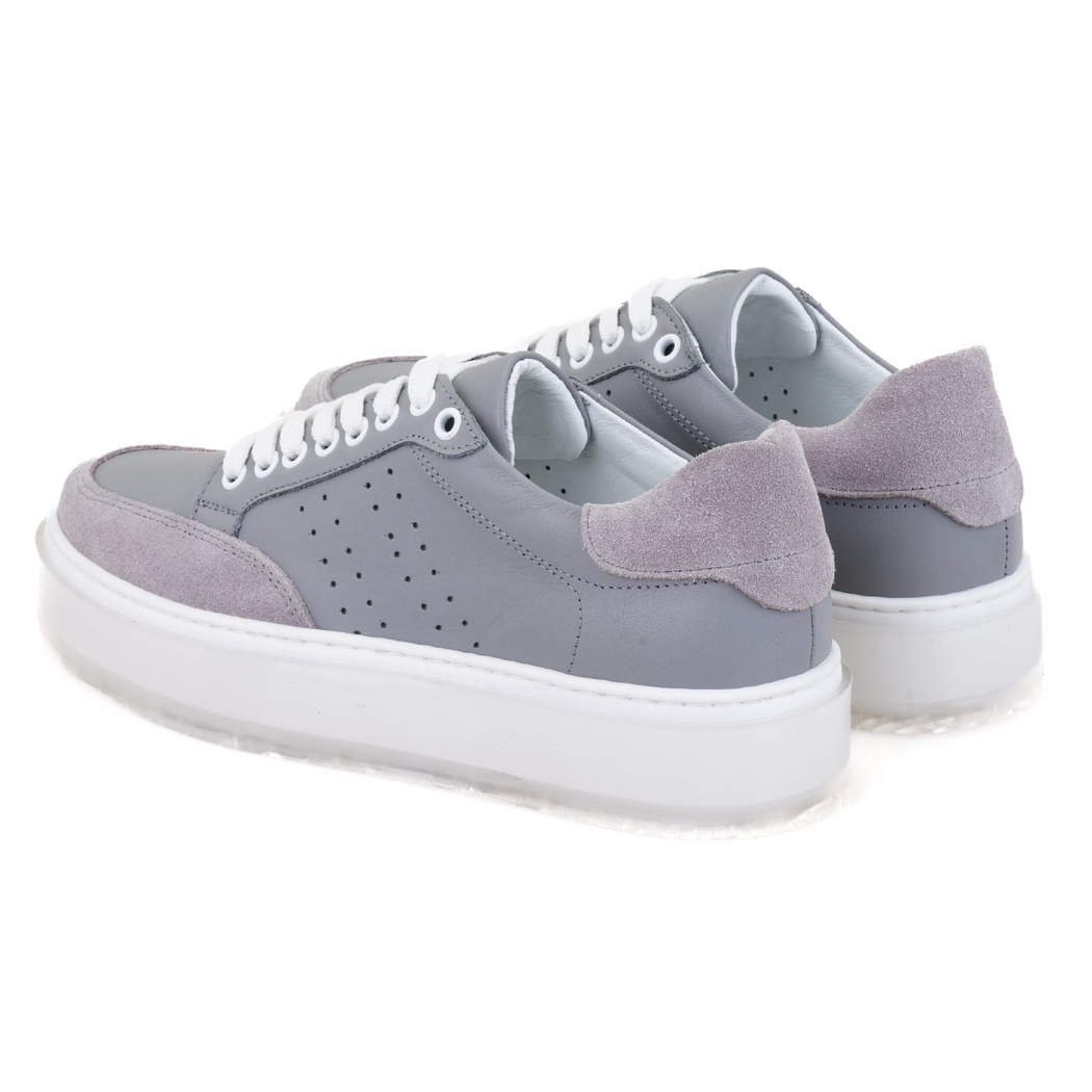 Kadın Gri Deri Spor Ayakkabı