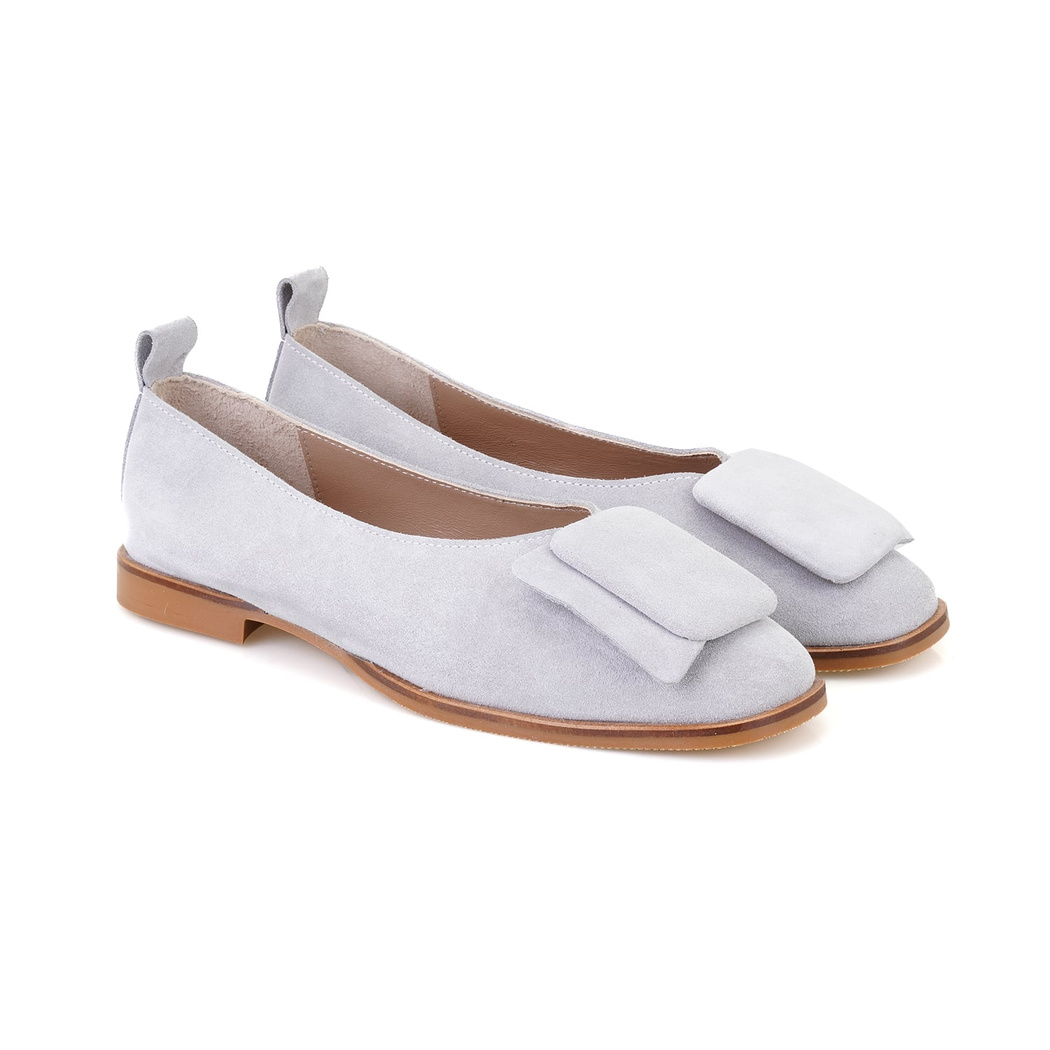 Kadın Gri Süet Deri Babet