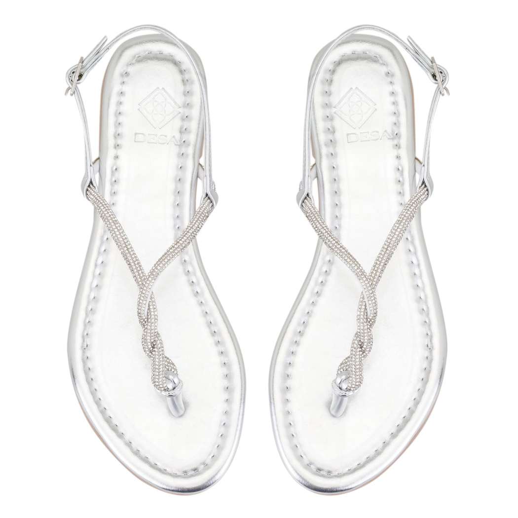 Kadın Gümüş Ayarlanabilir Tokalı Terlik