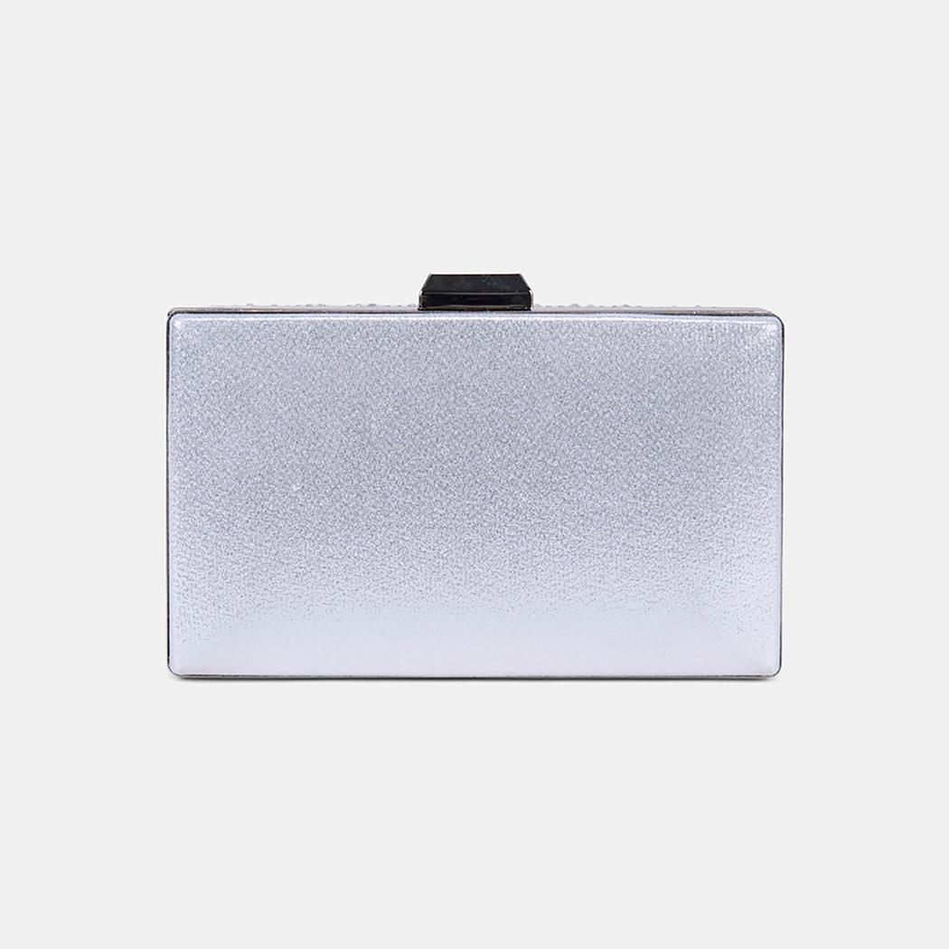 Kadın Gümüş Taş İşlemeli Zincir Askılı Abiye Clutch