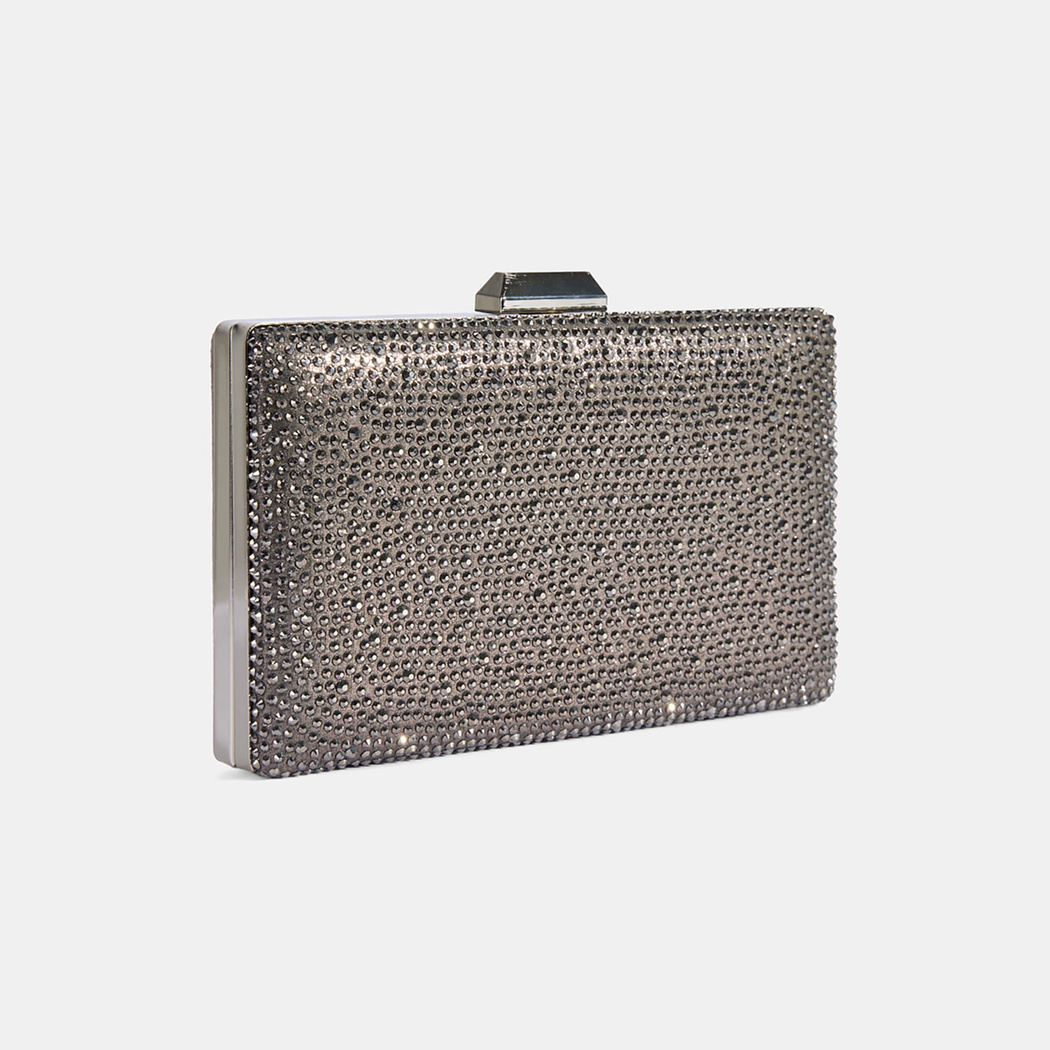 Kadın Gümüş Taşlı Portföy Gece Çantası