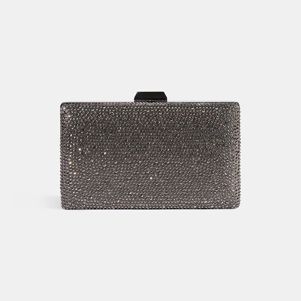 Kadın Gümüş Taşlı Portföy Gece Çantası