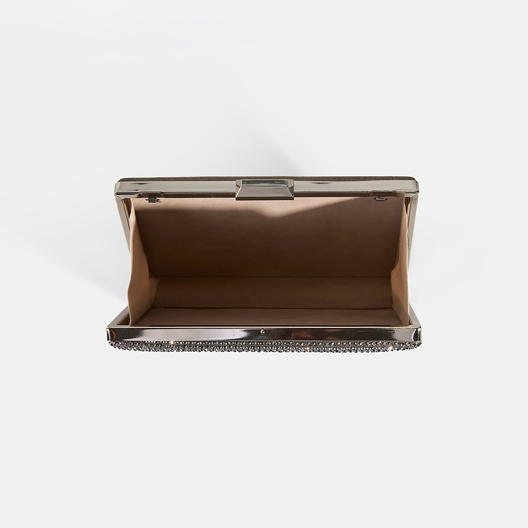 Kadın Gümüş Taşlı Portföy Gece Çantası