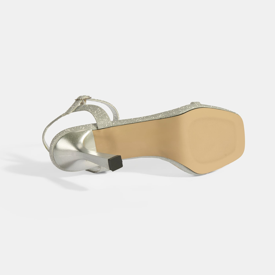 Kadın Gümüş Toka Detaylı Topuklu Abiye Sandalet