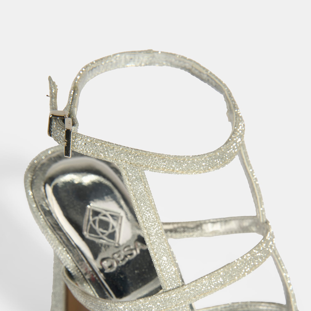 Kadın Gümüş Toka Detaylı Topuklu Abiye Sandalet