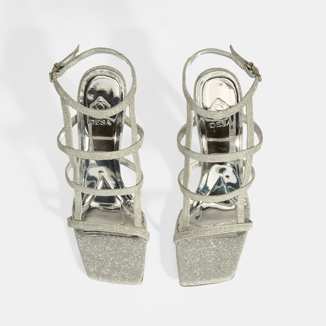 Kadın Gümüş Toka Detaylı Topuklu Abiye Sandalet