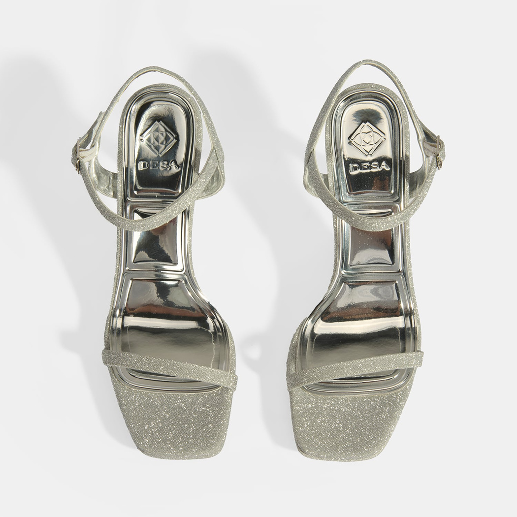 Kadın Gümüş Toka Detaylı Topuklu Abiye Sandalet