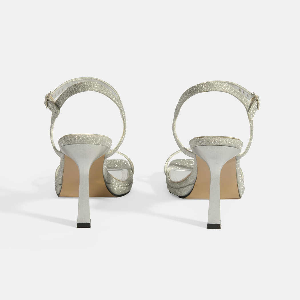 Kadın Gümüş Toka Detaylı Topuklu Abiye Sandalet