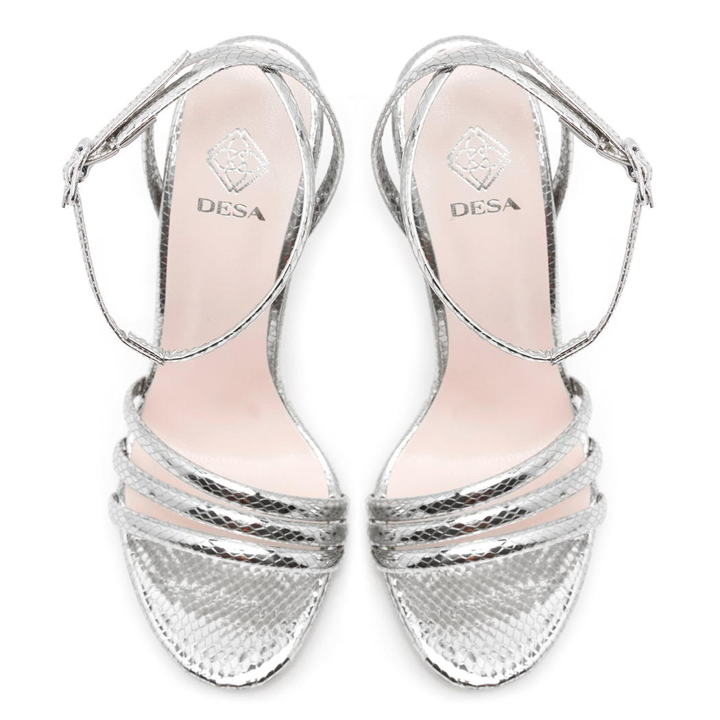 Kadın Gümüş Topuklu Sandalet