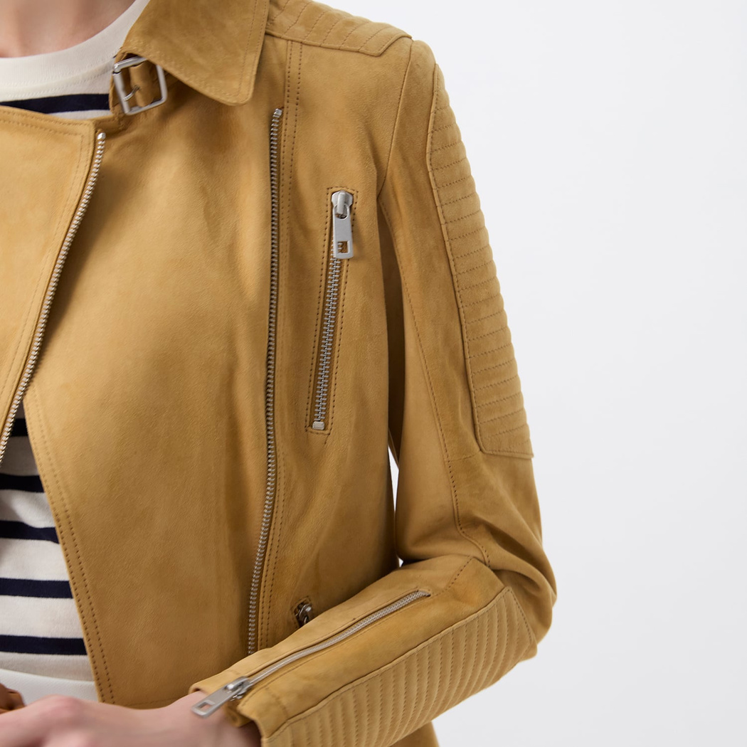 Kadın Hardal Süet Deri Ceket