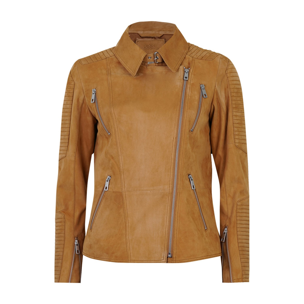 Kadın Hardal Süet Deri Ceket