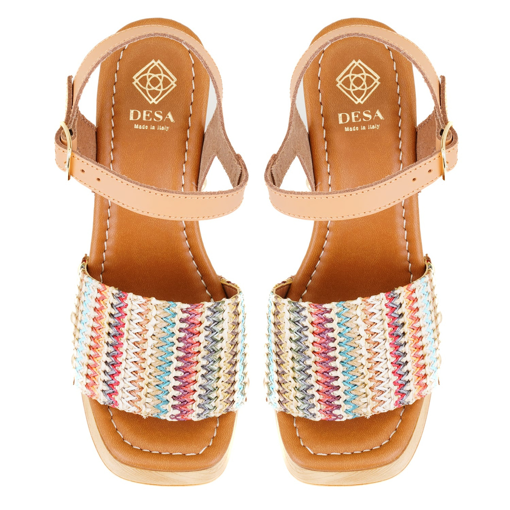 Kadın Hasır Örgülü Topuklu Sandalet